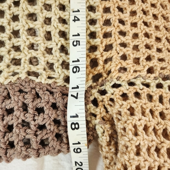 Crochet Crop Top Tan & Brown Shades Boat Neck Handmade Woman's Size M NWT - Picture 4 of 6